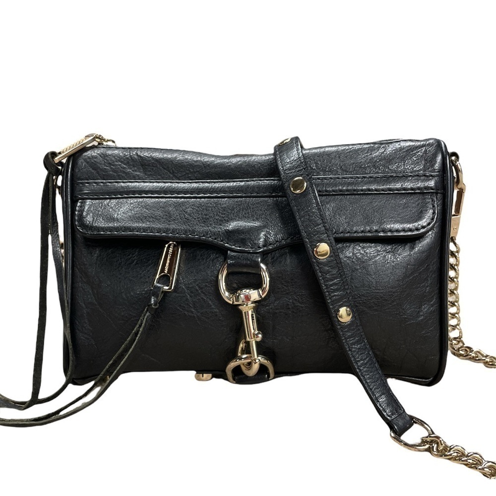 EUC  Rebecca Minkoff Mini M.A.C. Crossbody Black Genuine Leather Gold Hardware